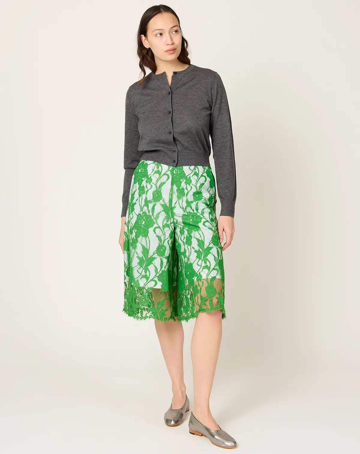 Lace Cullotes In Light Green 1