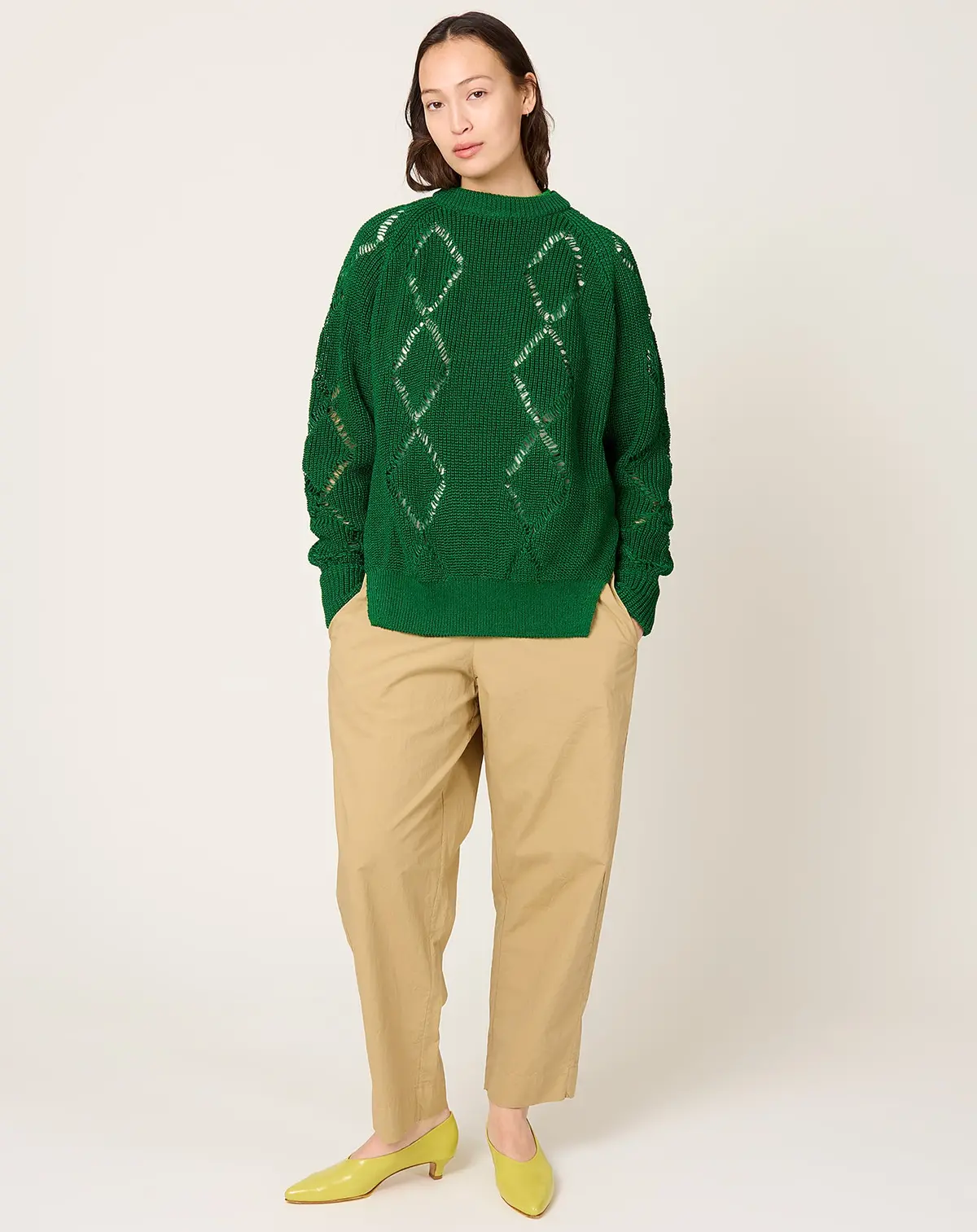 Motif Knit Pullover In Green 1