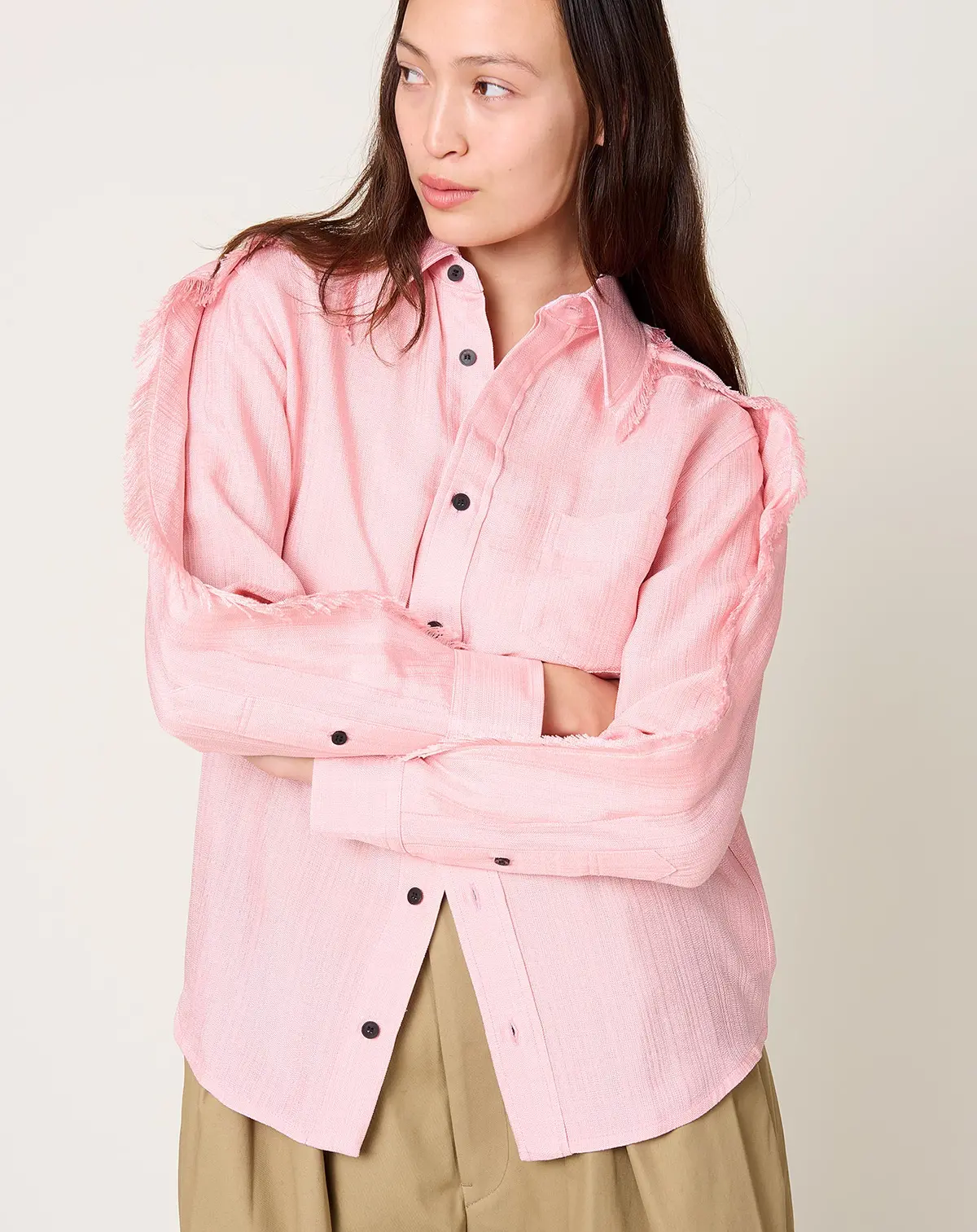 Plain Weave Shirt In Pink 1