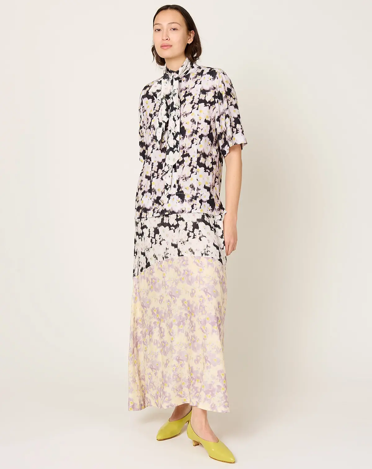 Rayon Print Dress In Yellow 1
