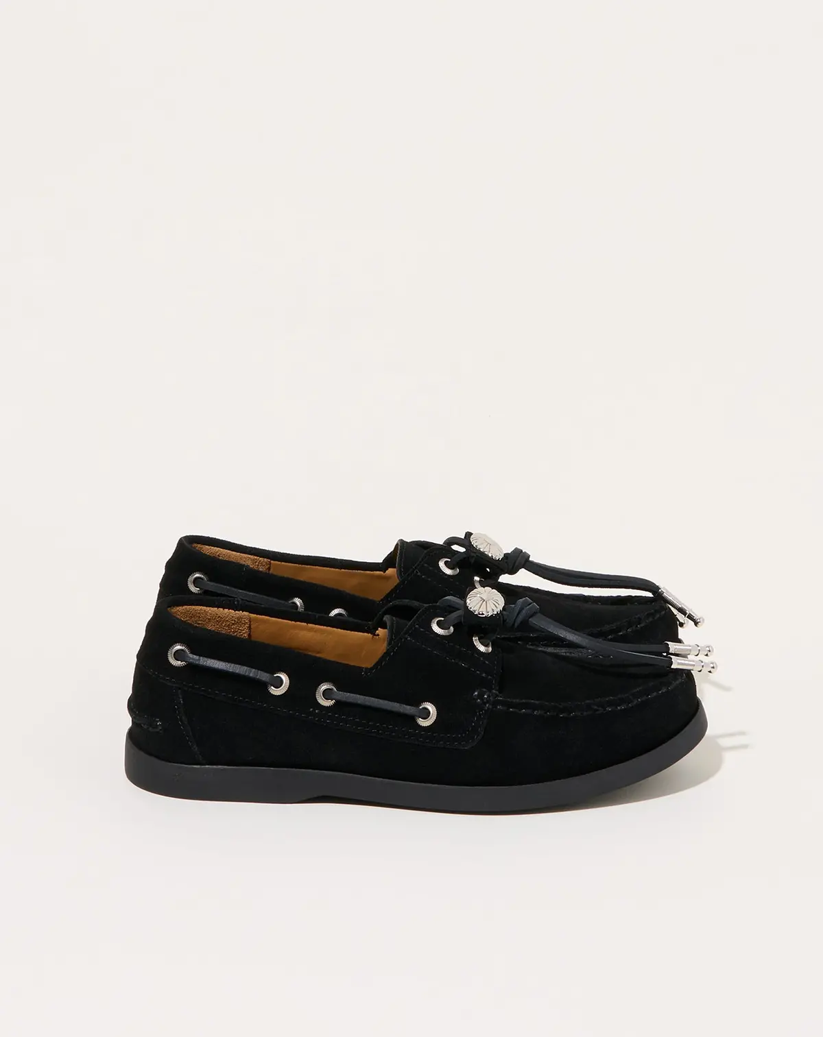 Silver Pull Boat Shoe In Black 1