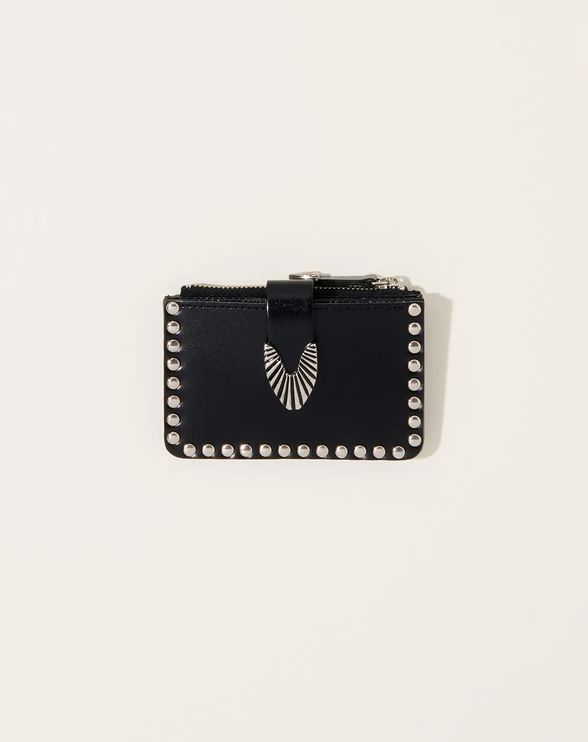 Studs Leather Wallet In Black 1