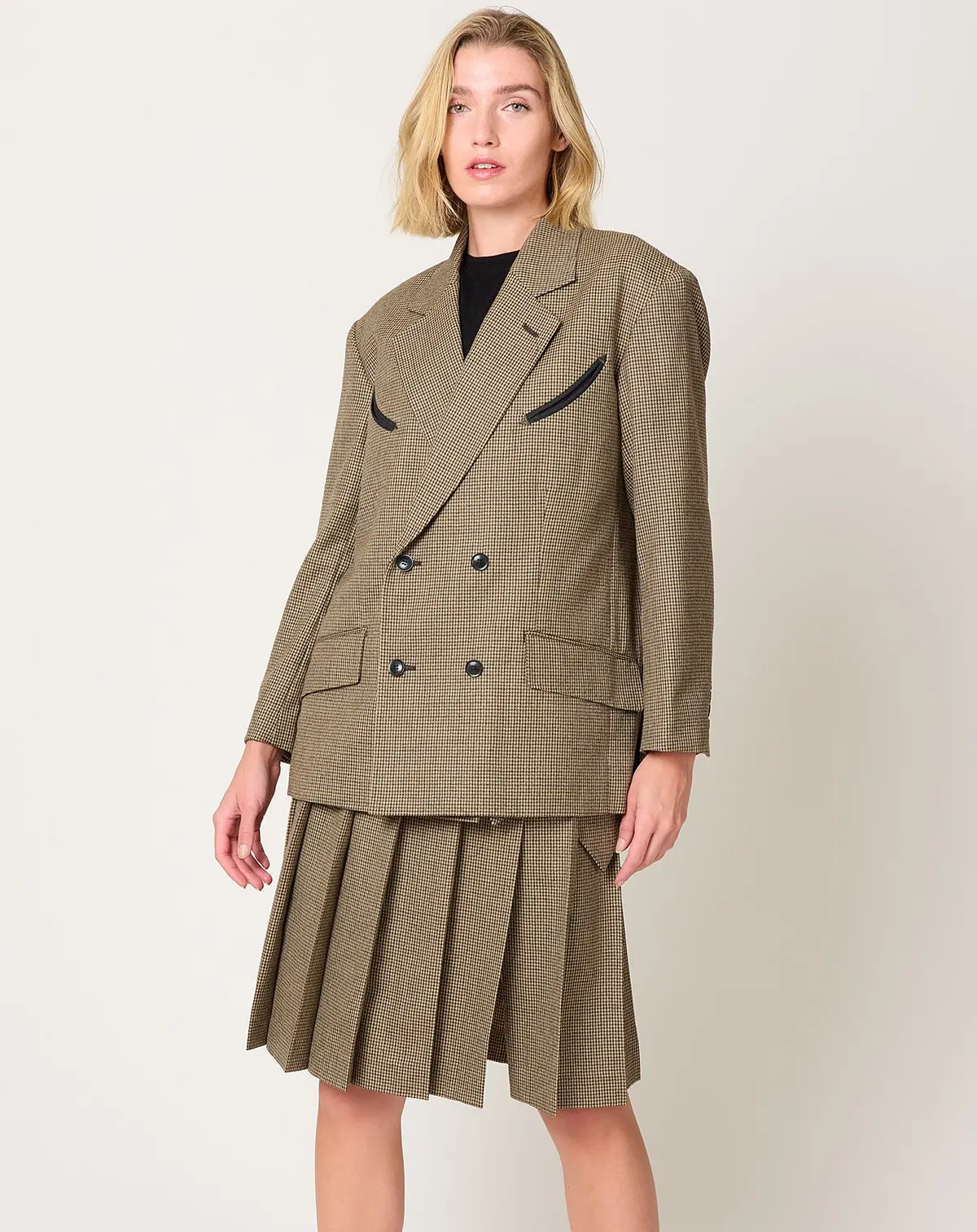 Wool Check Jacket In Brown 1