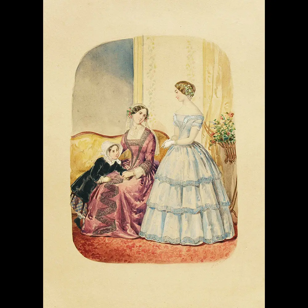 Anaïs Toudouze - Dessin Pour Une Revue De Mode (Circa 1860S) 1