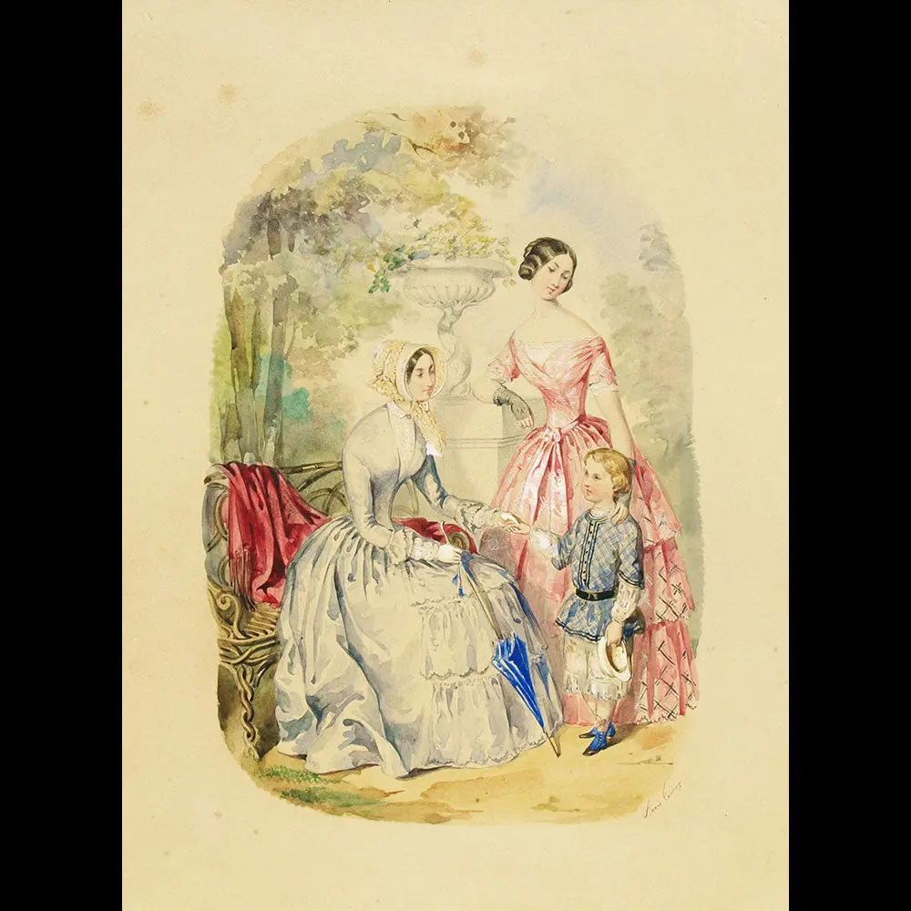 Anaïs Toudouze - Dessin Pour Une Revue De Mode (Circa 1860S) 1