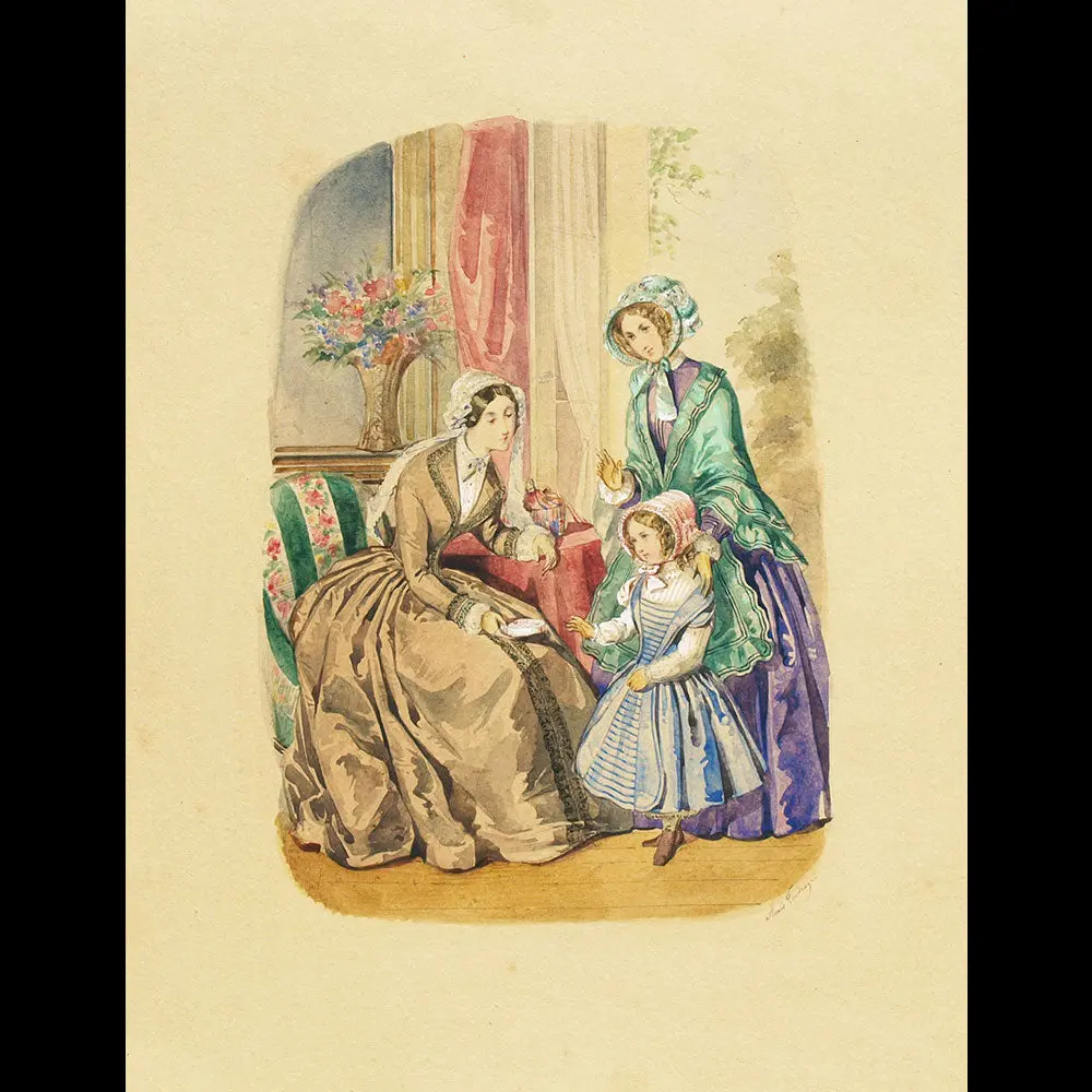Anaïs Toudouze - Dessin Pour Une Revue De Mode (Circa 1860S) 1