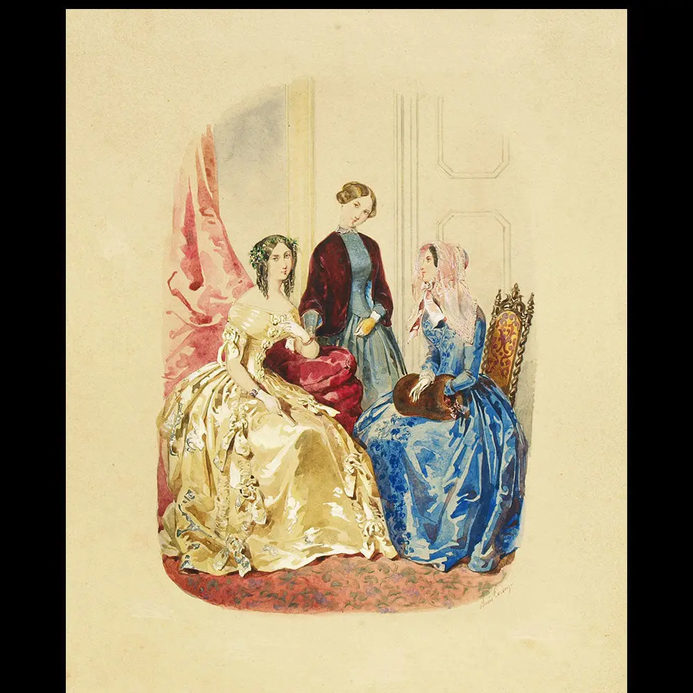 Anaïs Toudouze - Dessin Pour Une Revue De Mode (Circa 1860S) 1