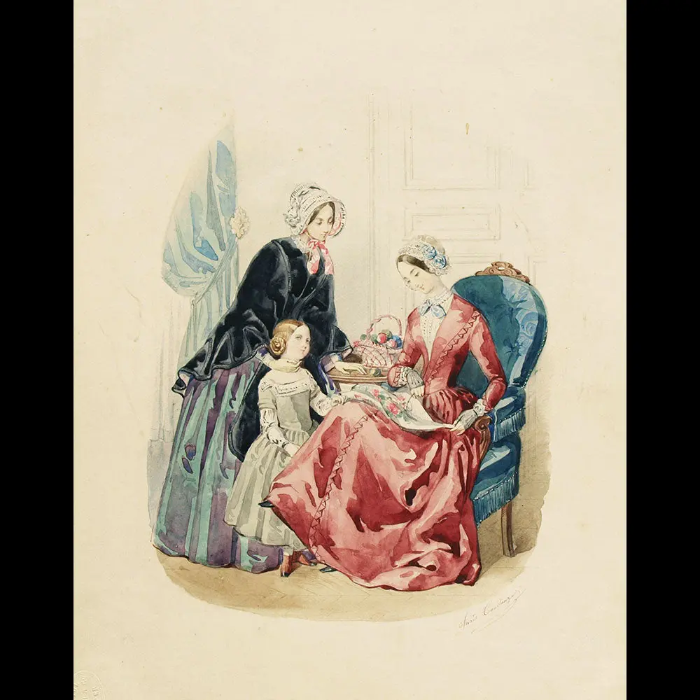 Anaïs Toudouze - Dessin Pour Une Revue De Mode (Circa 1860S) 1