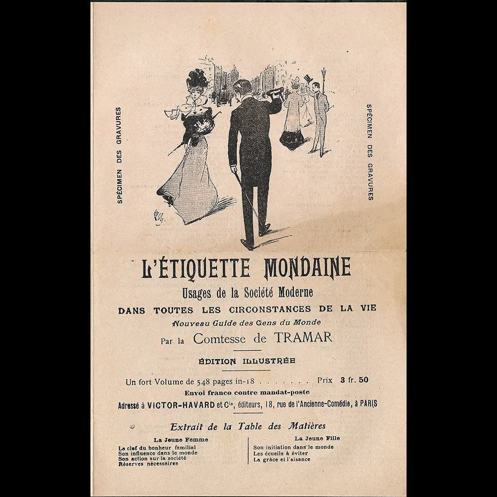 Comtesse De Tramar - Annonce De La Parution De L'etiquette Mondaine (1905) 1