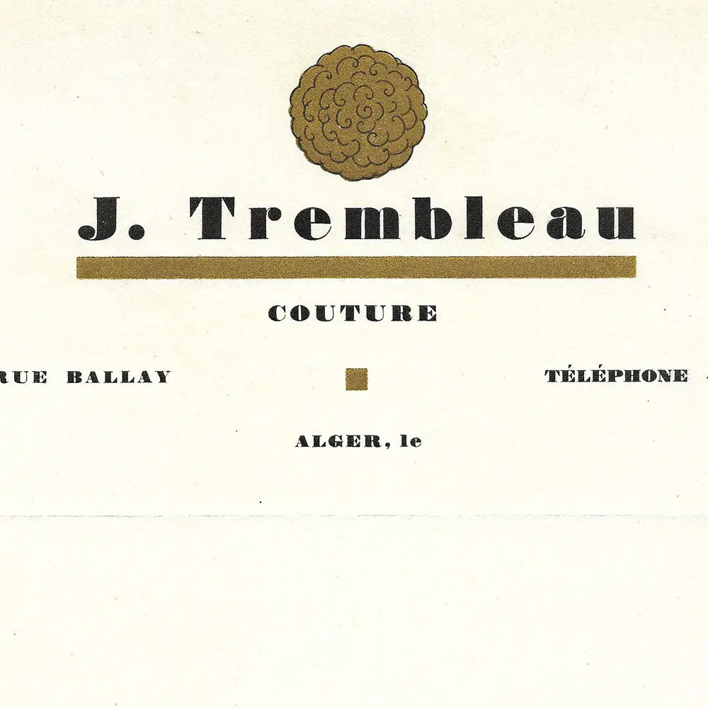 Trembleau - Papier À Lettres De La Maison De Couture, 4 Rue Ballay À Alger (Cira 1925-1930) 2