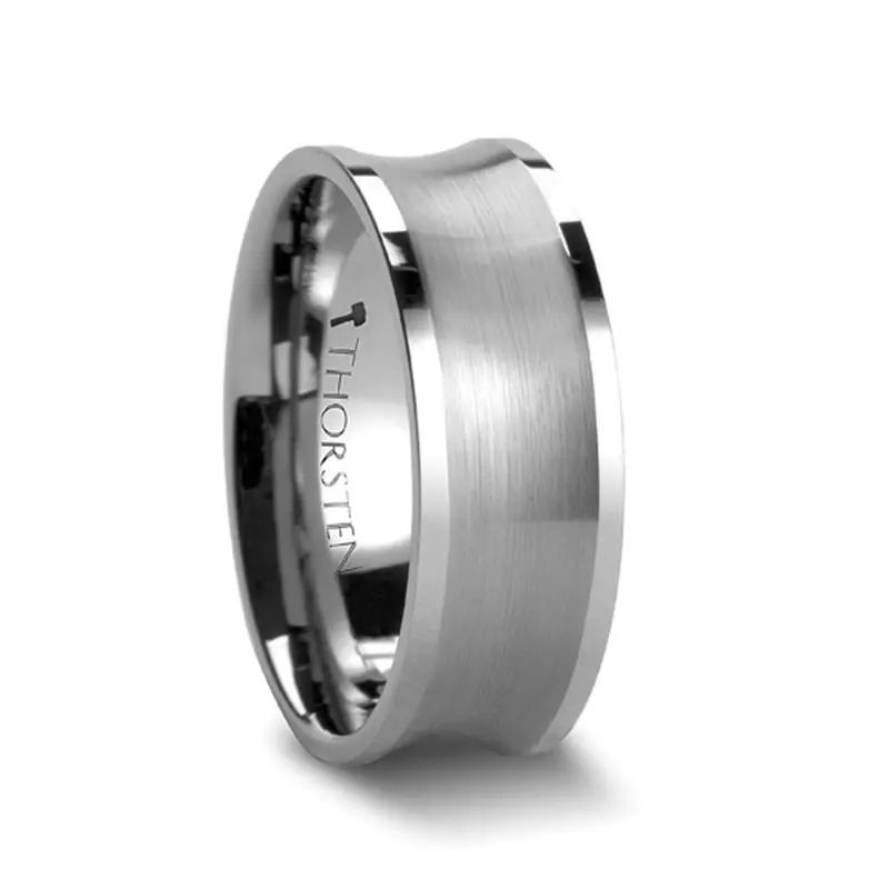 Trevico | Silver Tungsten Ring, Concave, Brushed 1
