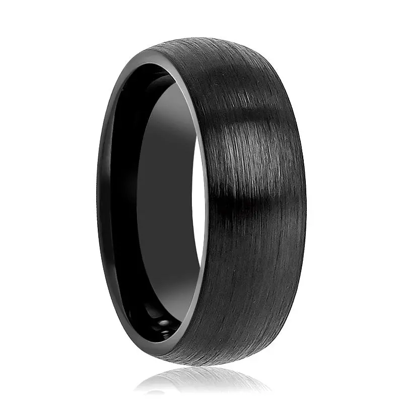 Tungsten Black Brushed Couple Matching Ring With Domed Edges - For Men And Women - 2Mm - 12Mm 1