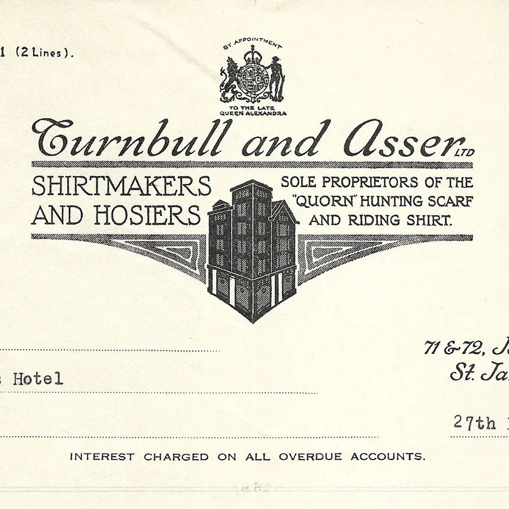 Turnbull & Asser - Facture Du Chemisier, 71 & 72 Jermyn Street, London (1934) 2