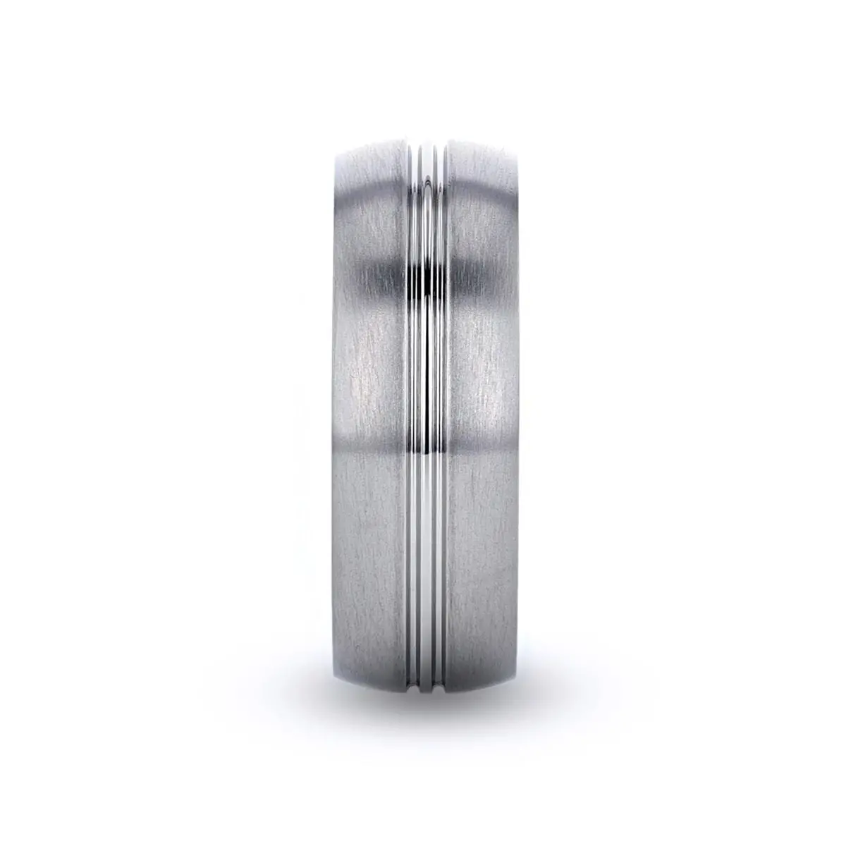 Upton | Titanium Ring Polished Grooved Center 1