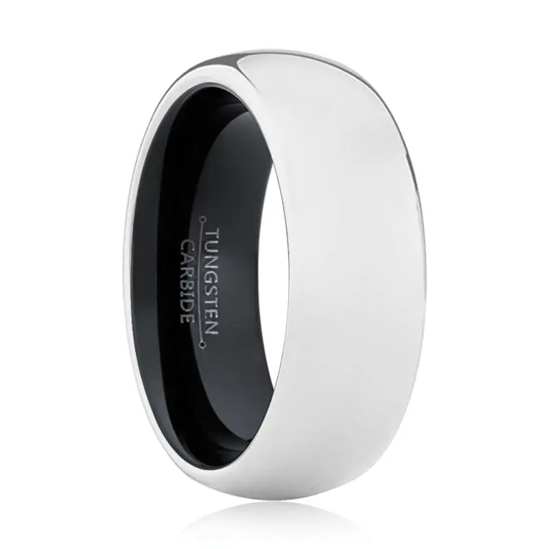 Vader | Black Ring, Silver Tungsten Ring, Shiny, Domed 1
