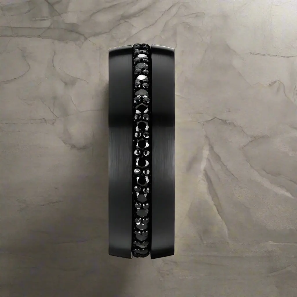 Valiant | Black Tungsten Ring With Black Sapphires 3