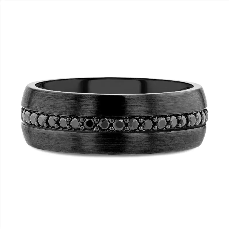 Valiant | Black Tungsten Ring With Black Sapphires 6