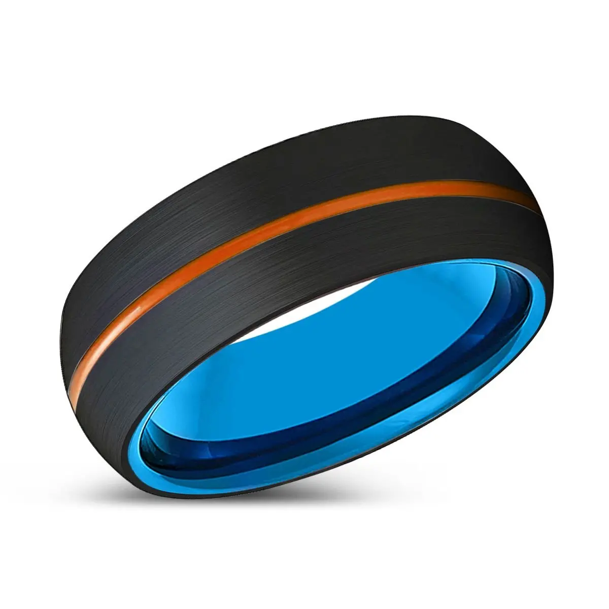 Vanguard | Blue Tungsten Ring, Black Tungsten Ring, Orange Groove, Domed 2
