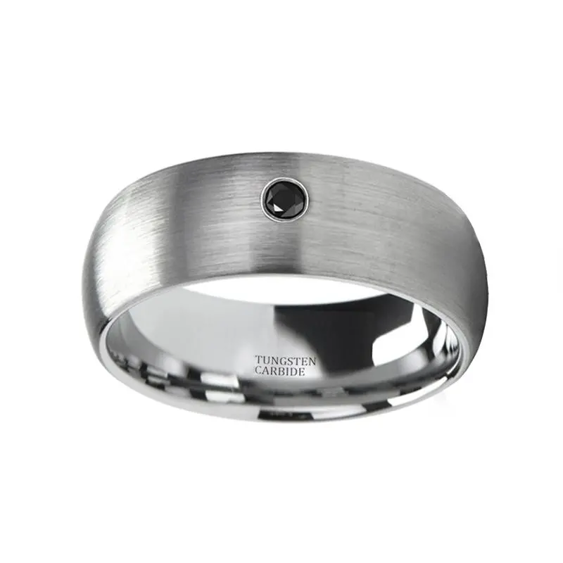 Vayu | Tungsten Ring Black Diamond In Center 2