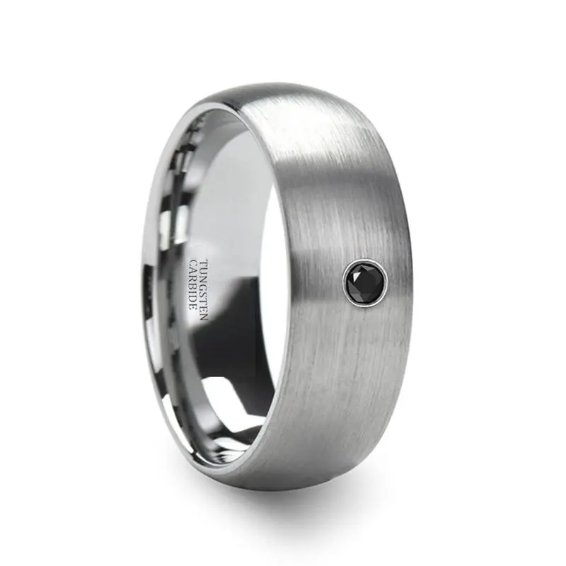 Vayu | Tungsten Ring Black Diamond In Center 1