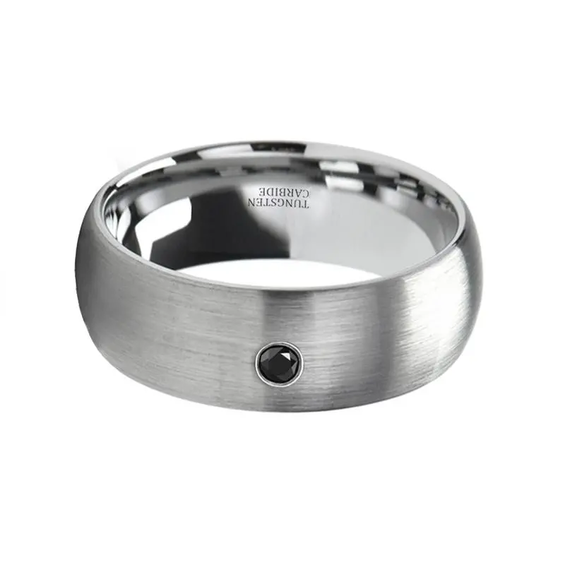 Vayu | Tungsten Ring Black Diamond In Center 3