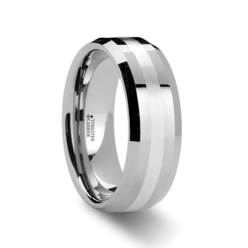 Vector | Tungsten Ring Silver Inlay 1