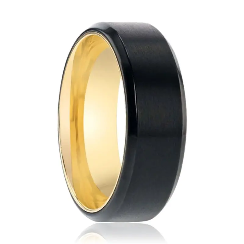 Velvet | Gold Ring, Black Titanium, Beveled Edges 1
