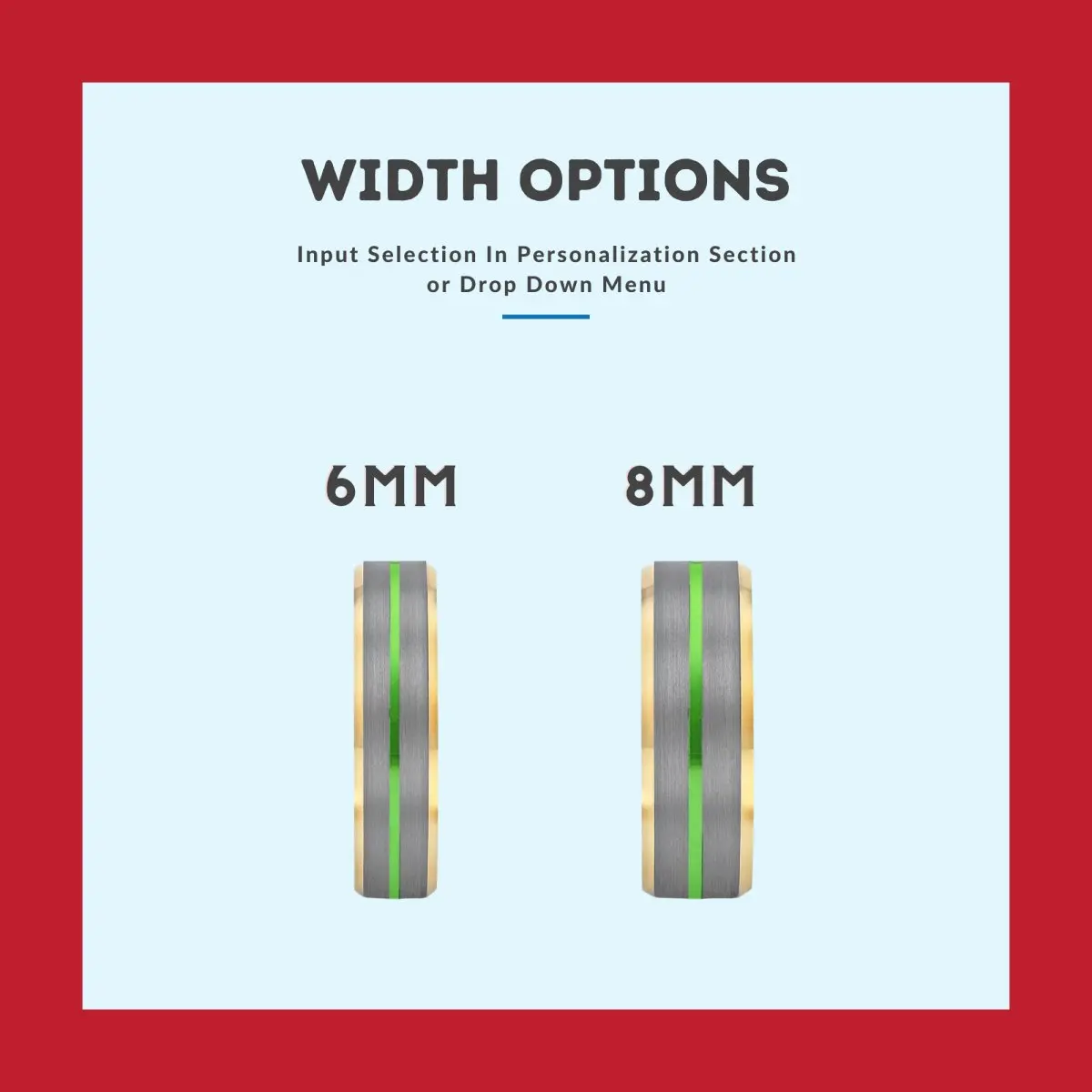 Vestige | Olive Wood, Silver Tungsten Ring, Green Groove, Gold Beveled Edge 3