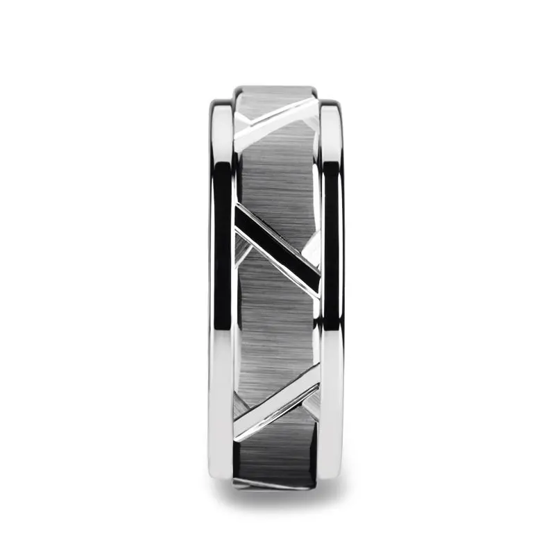 Vestige | Tungsten Ring Triangle Angle Grooves 2
