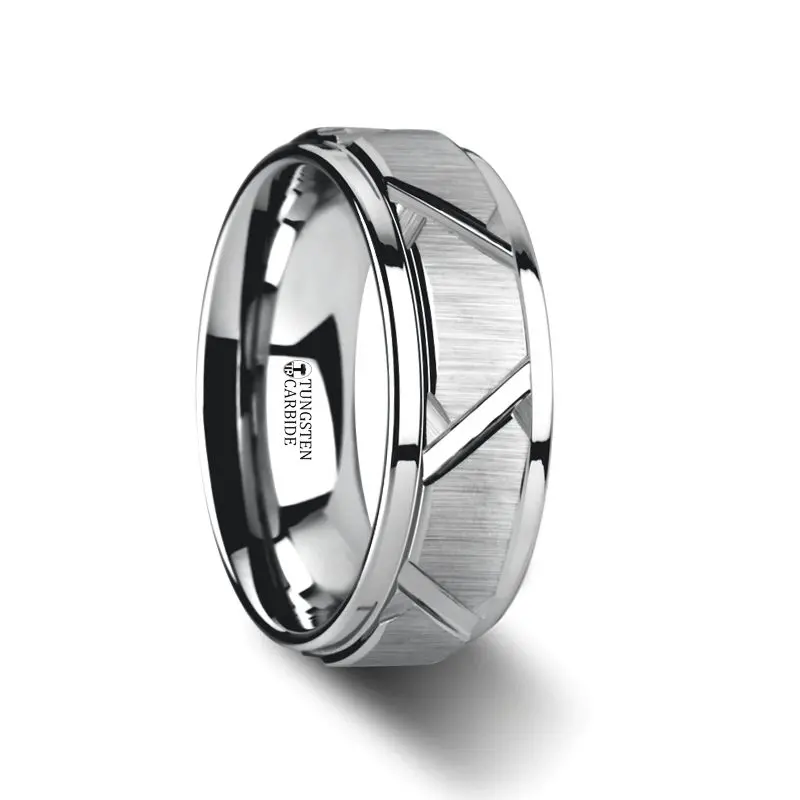 Vestige | Tungsten Ring Triangle Angle Grooves 1