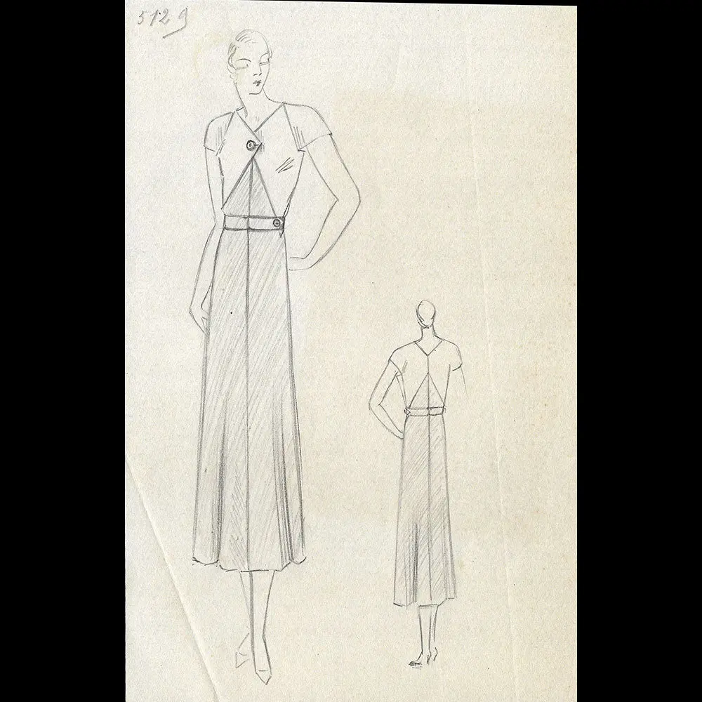 Vionnet - Dessin D'une Robe Pour L'hiver 1932-1933 1