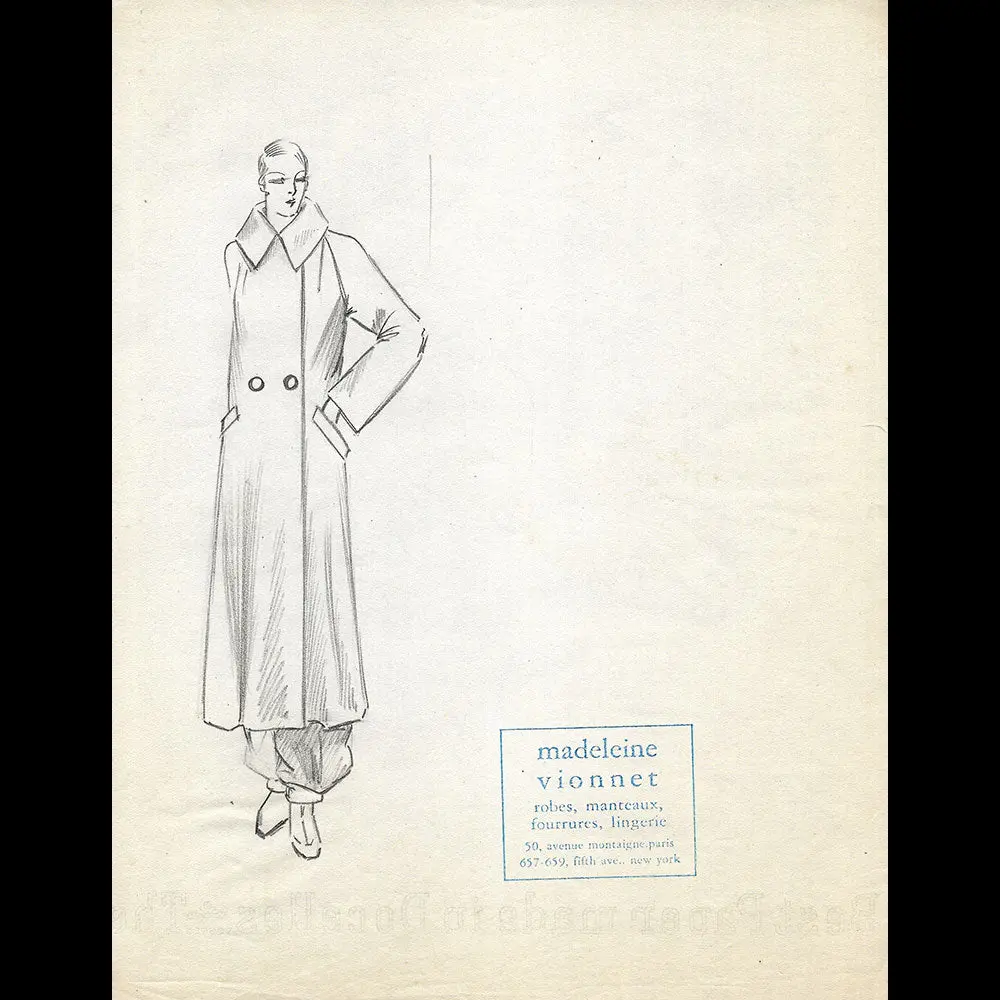 Vionnet - Dessin D'un Manteau Pour L'hiver (1930S) 1