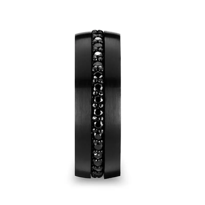 Valiant | Black Tungsten Ring With Black Sapphires 5