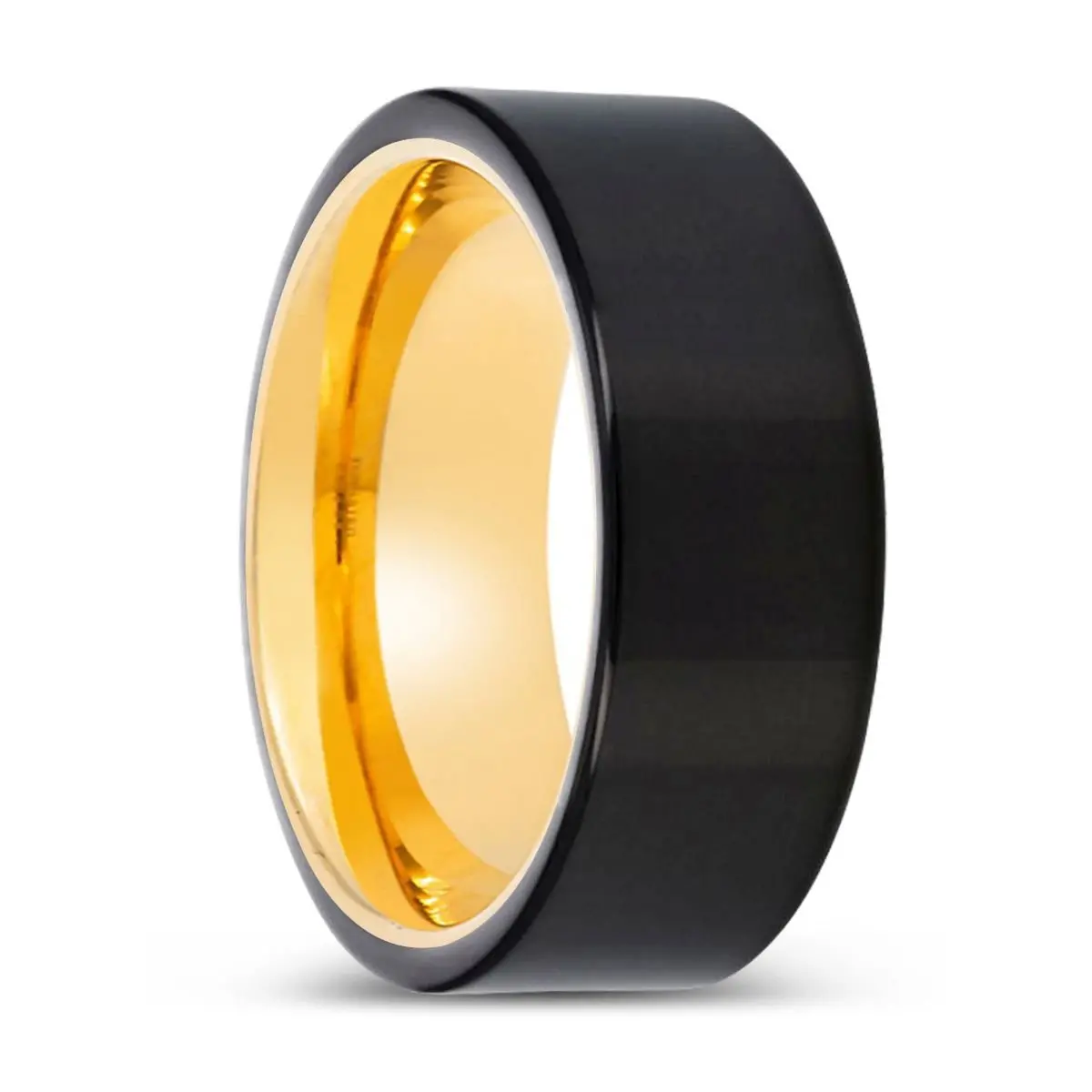 Warcester | Gold Ring, Black Tungsten Ring, Shiny, Flat 1