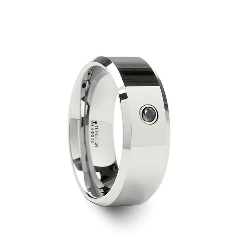Westminster | Tungsten Ring Beveled Black Diamond 1