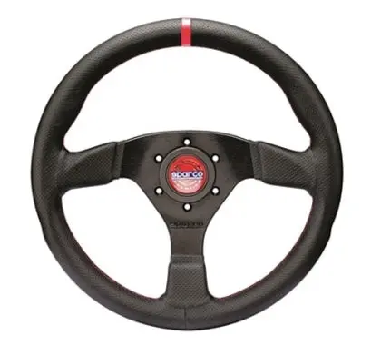 Sparco Steering Wheel R383 Champion Black Leather / Red Stiching 1