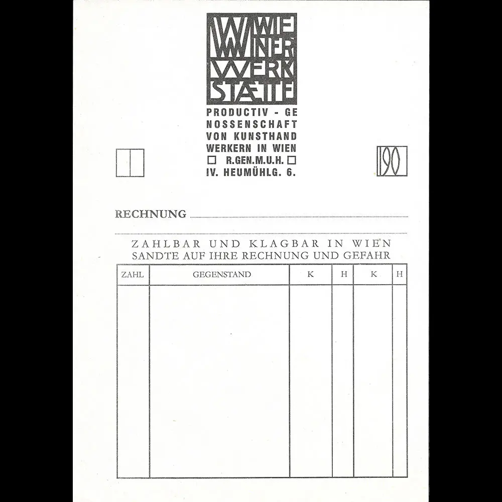 Wiener Werkstätte - Facture À L'adresse Du Heumühlgasse 6 À Vienne (1903) 2
