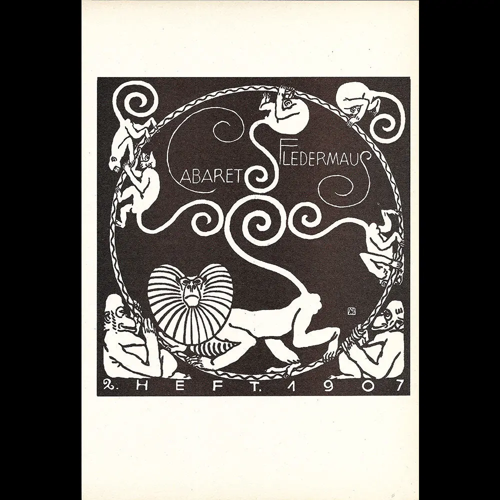 Wiener Werkstätte - Cabaret Fledermaus, Estampe De Moriz Jung (1907) 1
