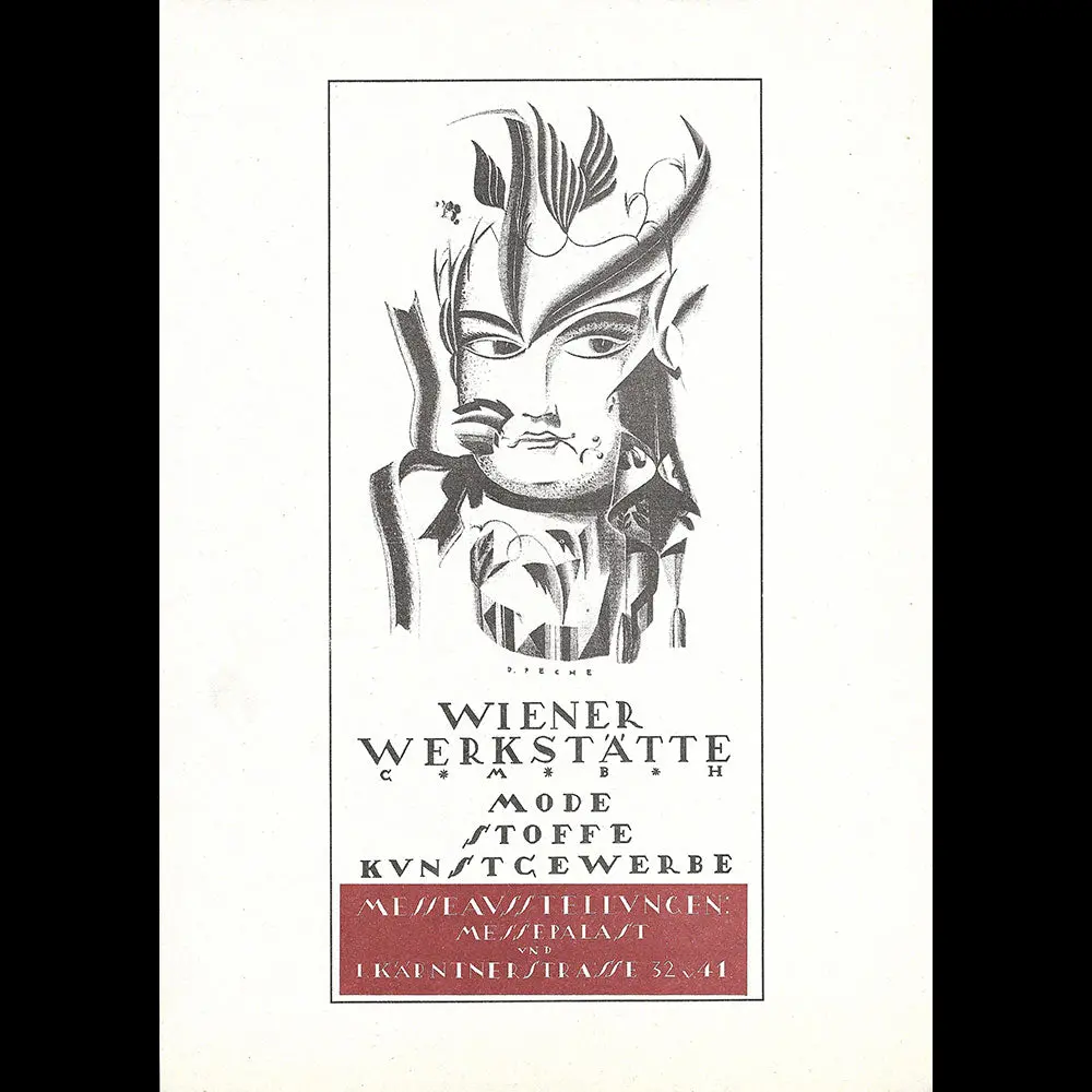Wiener Werkstätte - Mode, Stoffe, Kunstgewerbe, Affiche Pour L'exposition Du Ww Par Dagobert Peche (1921) 1