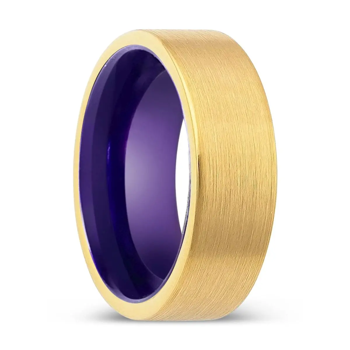 Wolfden | Purple Ring, Gold Tungsten Ring, Brushed, Flat 1