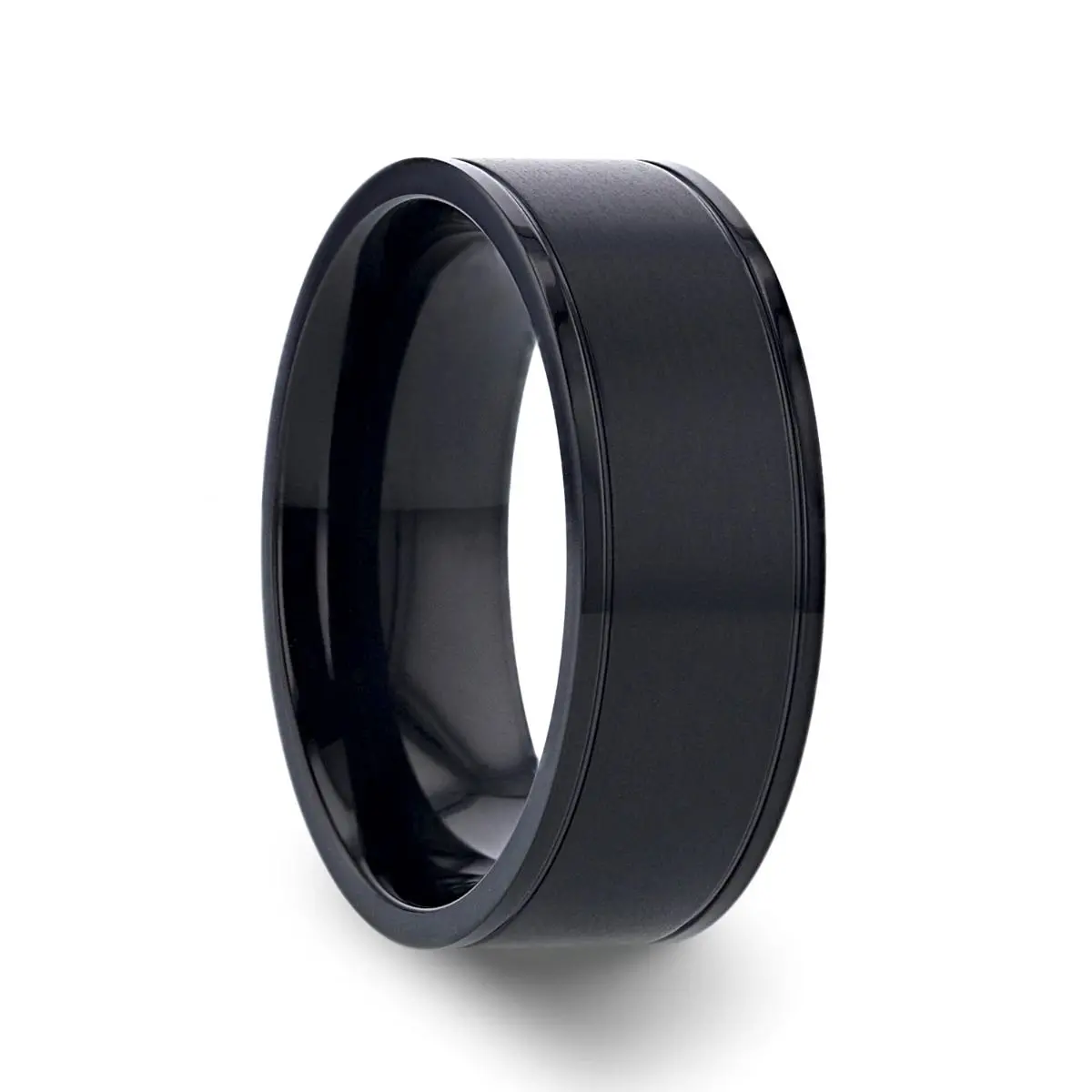 Wolfgang | Black Titanium Ring, Dual Offset Grooves 1