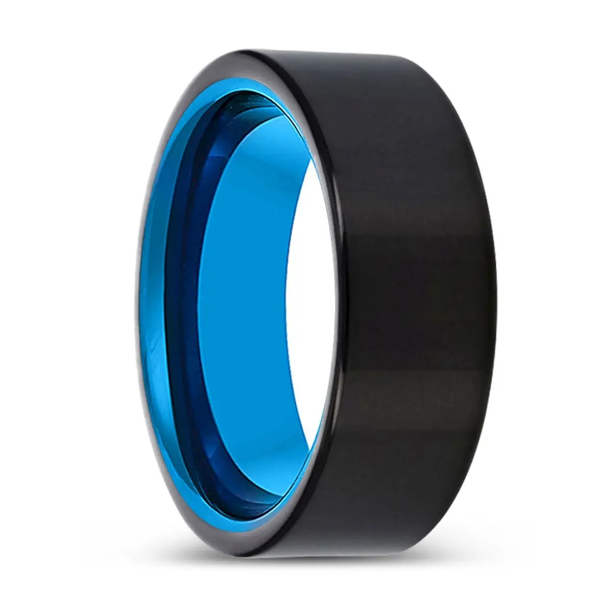 Wolford | Blue Tungsten Ring, Black Tungsten Ring, Shiny, Flat 1