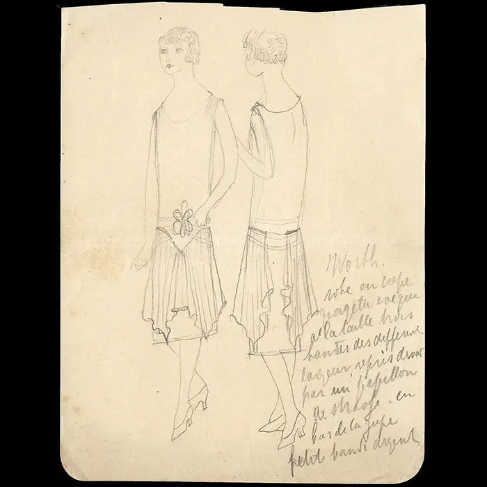 Worth - Ensemble De Dix Dessins De Robes Et Manteaux (1920S) 1