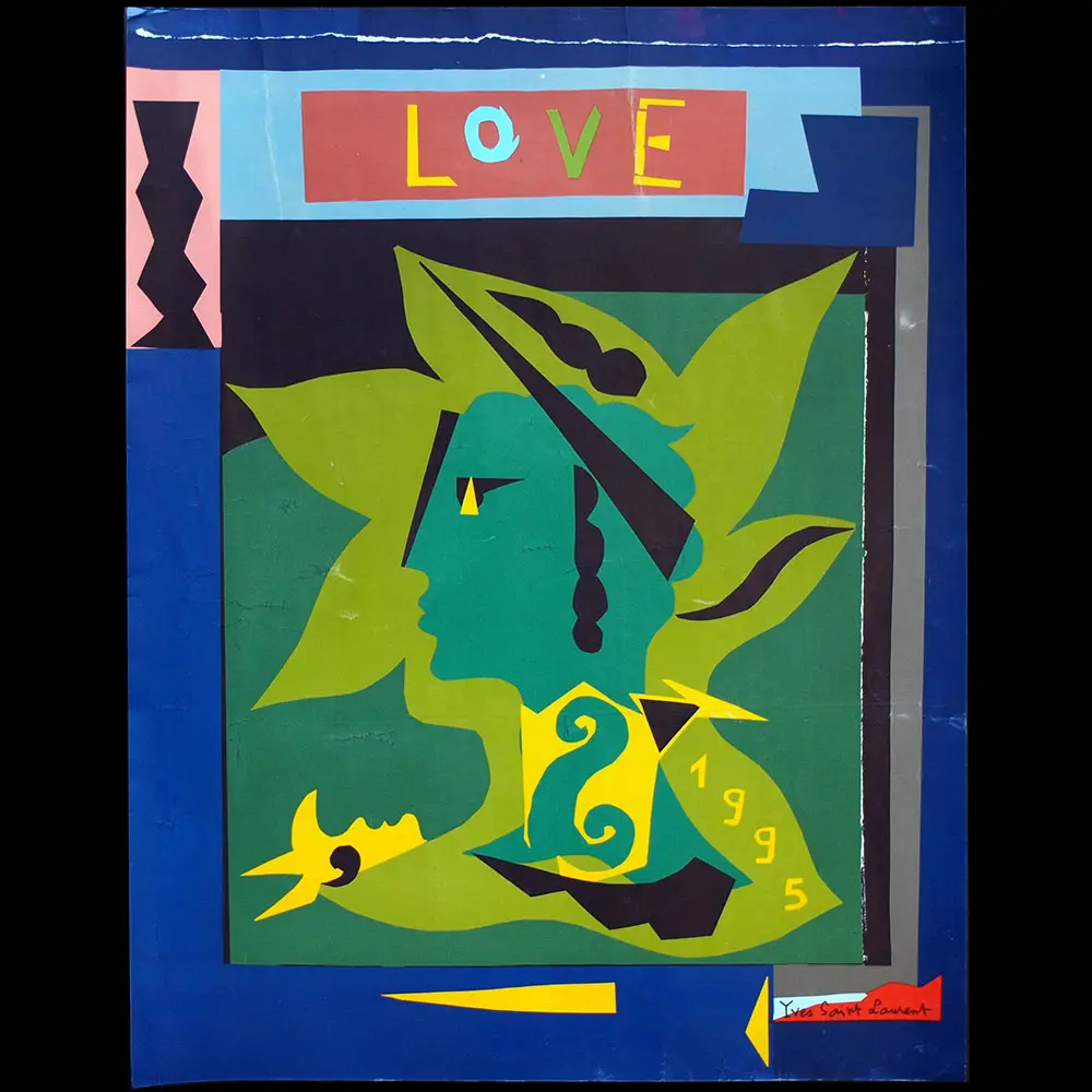 Yves Saint-Laurent - Love, Affiche De Voeux Pour L'année 1995, Exemplaire De Catherine Deneuve 1
