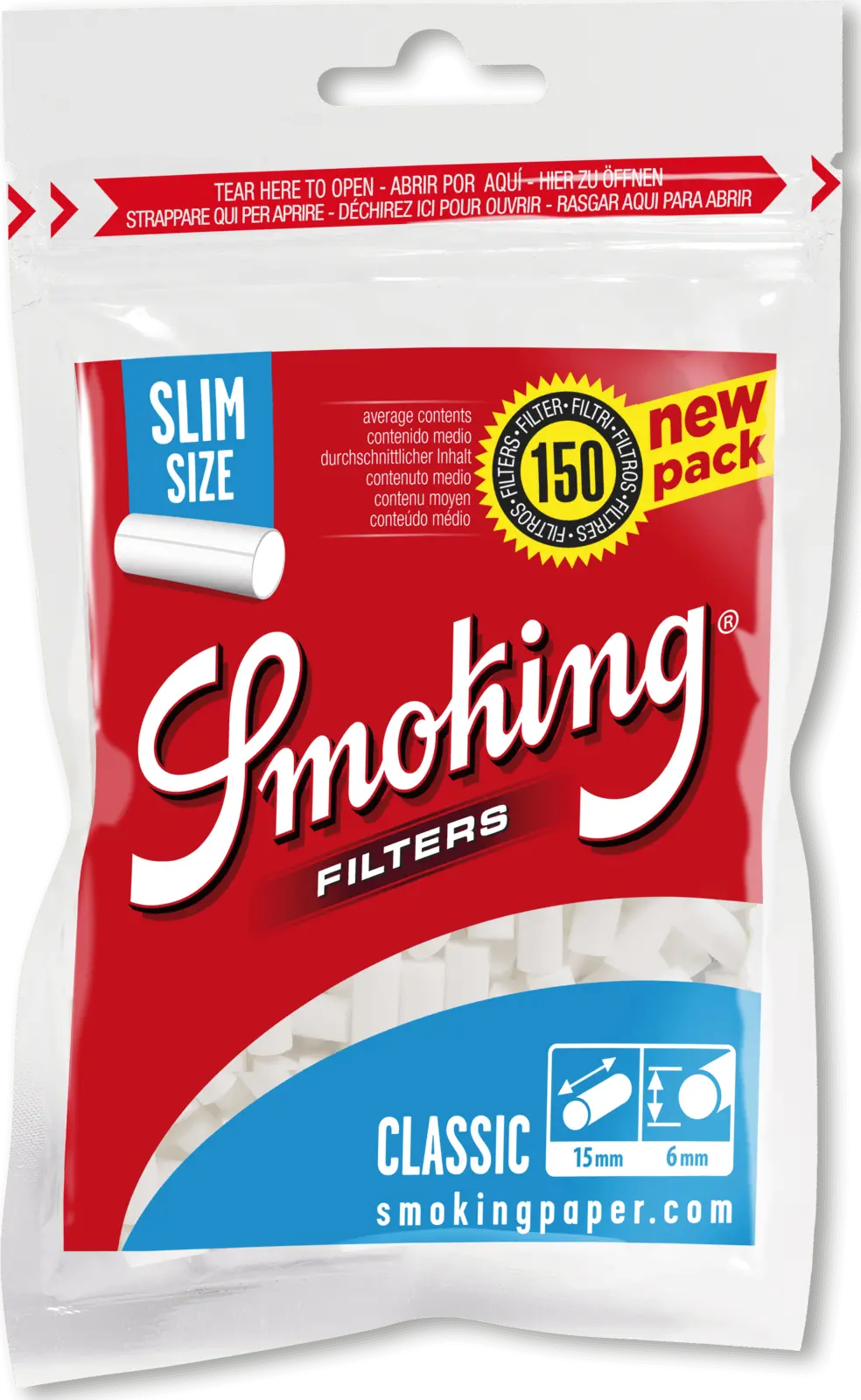 Zigarettenfilter Smoking Slim Blue 150 1