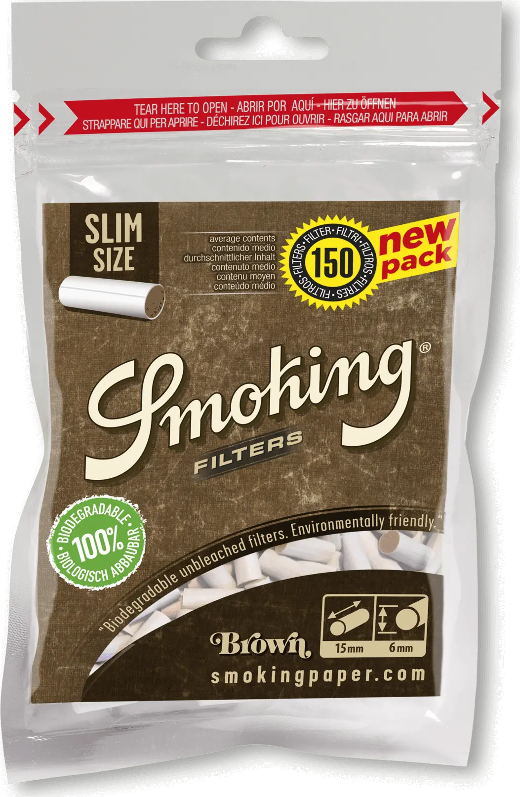 Zigarettenfilter Smoking Slim Brown 150 1