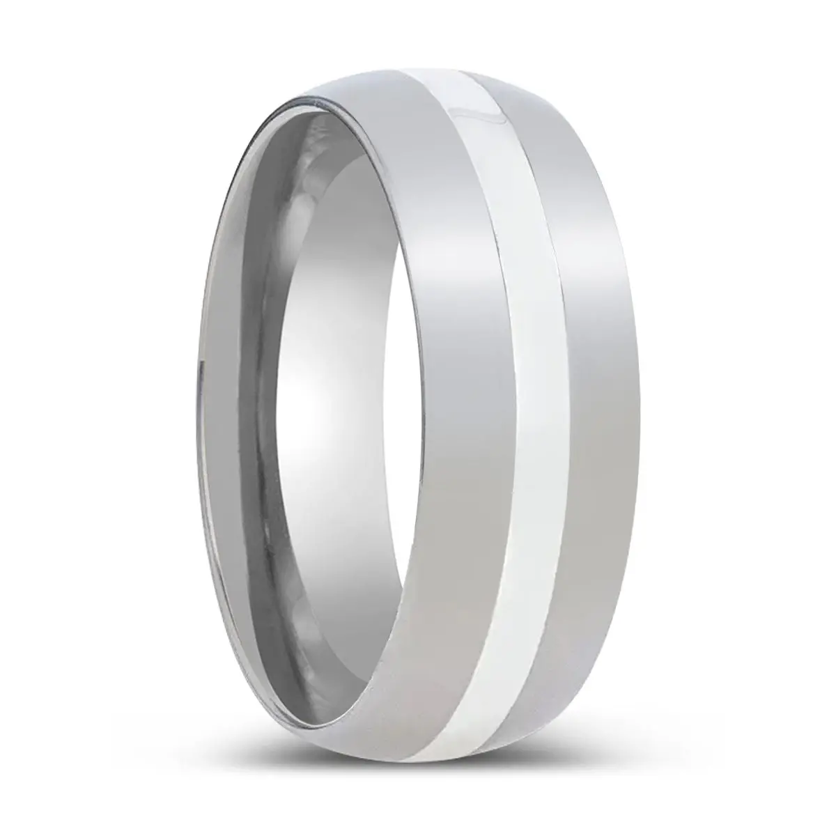Zilver | Titanium Ring, Silver Inlay, Domed Polished Edges 1
