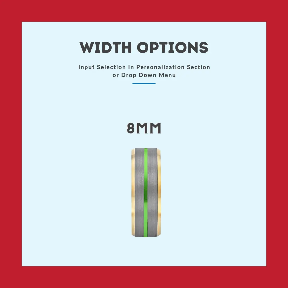 Zucca | Bocote Wood, Silver Tungsten Ring, Green Groove, Gold Beveled Edge 3