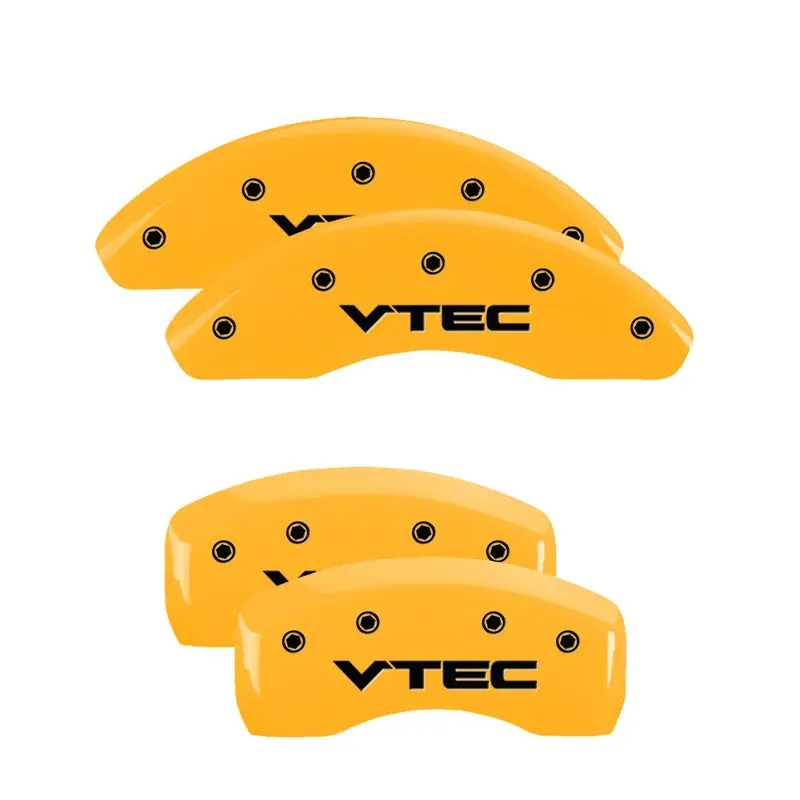 Mgp Engraved 4-Piston Caliper Covers – Front & Rear, Vtech Yellow On Black Finish For 2004 Honda S2000 1