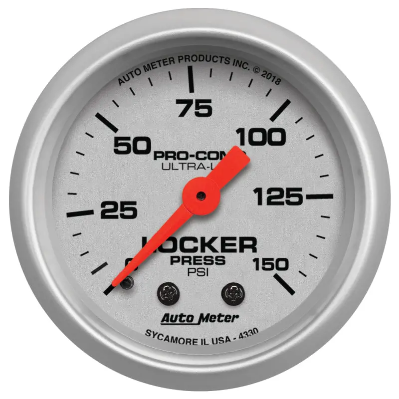 Autometer Ultra-Lite Mechanical Air Locker Gauge – 2-1/16In Dial, 0–150 Psi Range 1